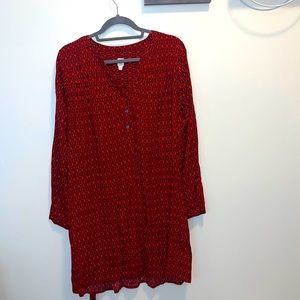 Gap Dress Tie Waist Red Design Size Small